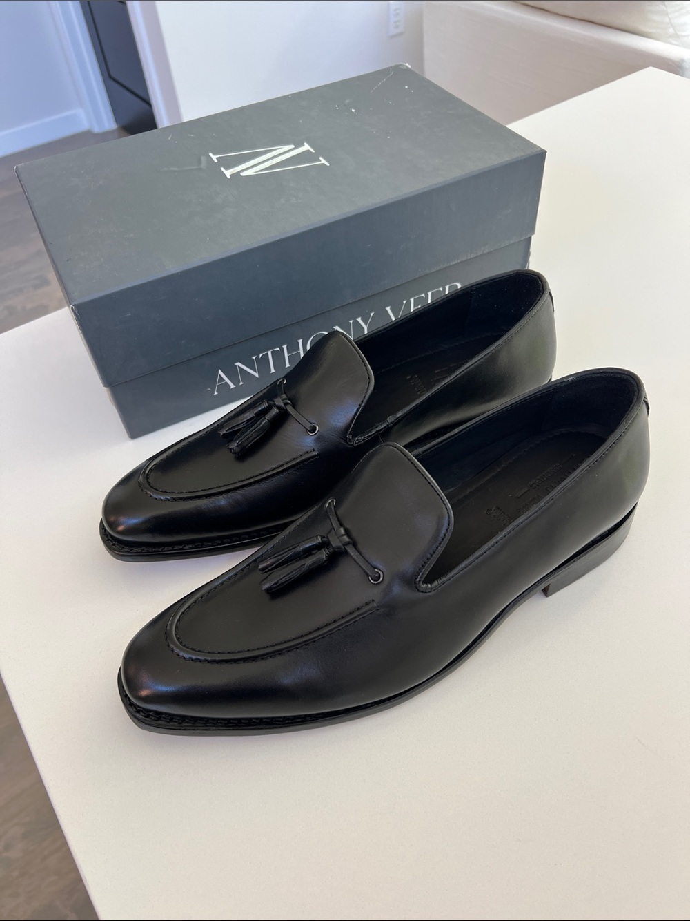 Anthony Veer kennedy tassel black leather loafers goodyear welted 10.5 D